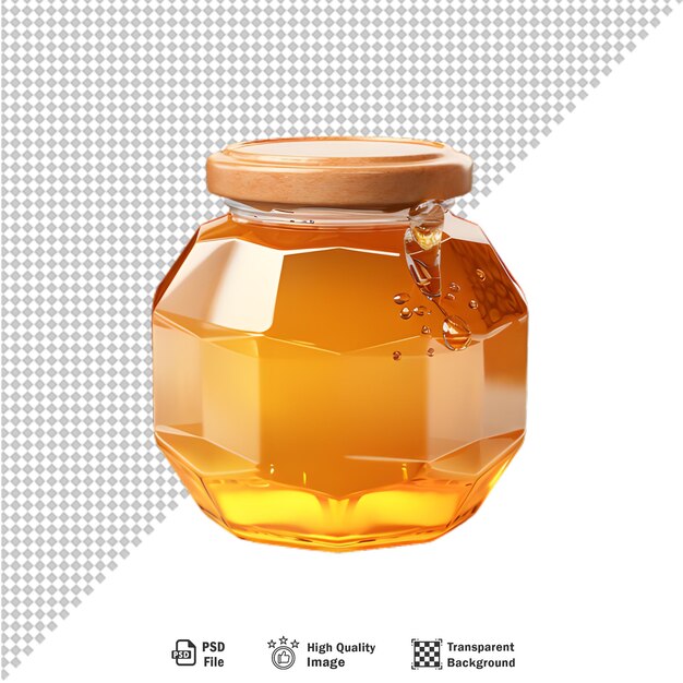 PSD garrafa de vidro de embalagem de frasco de mel isolada sobre fundo transparente