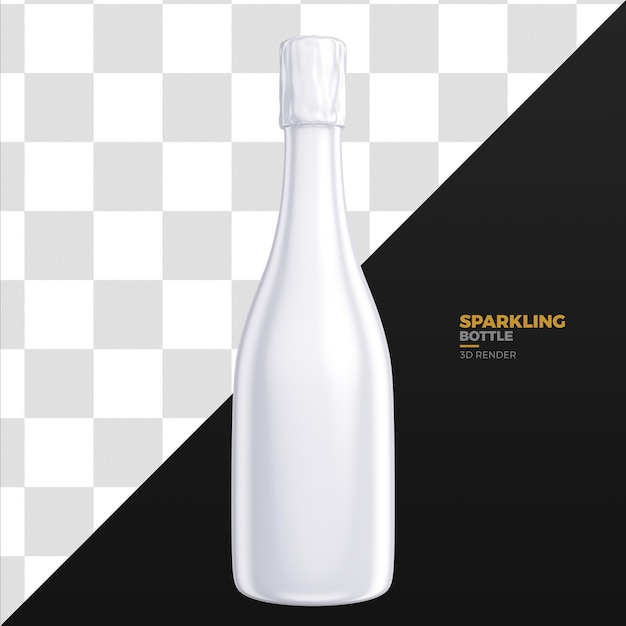PSD garrafa espumante em branco isolada em fundo transparente