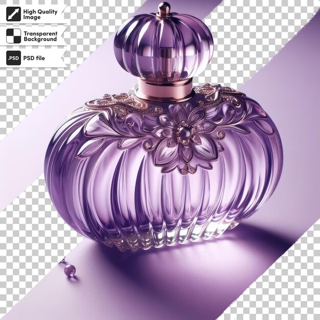 Garrafa psd de perfume e lavanda em fundo transparente