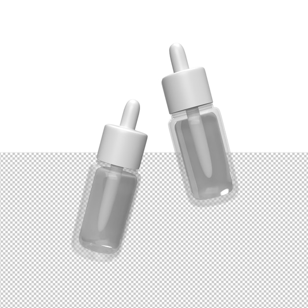 Garrafas conta-gotas brancas em branco para maquete de produto 3d render ilustração