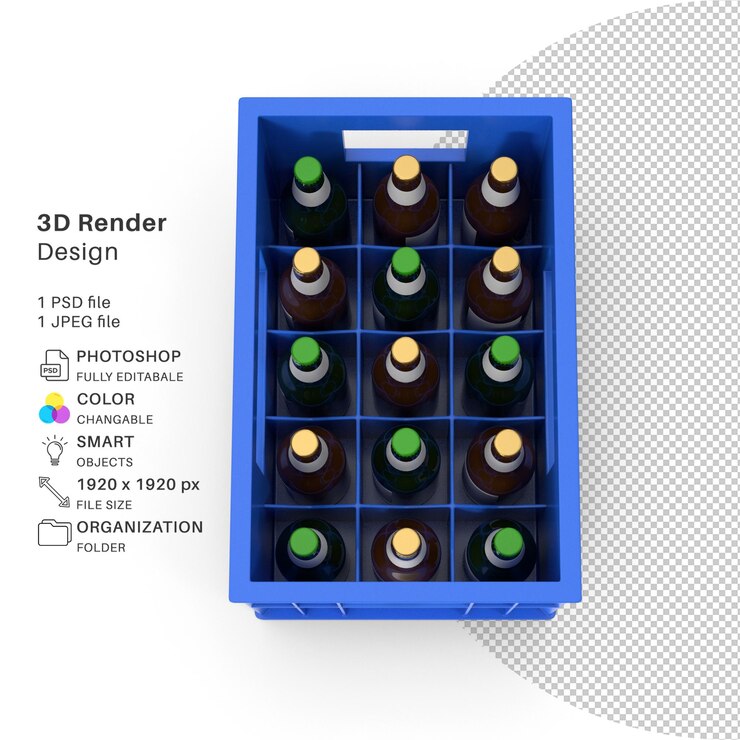 PSD garrafas de cerveja modelagem 3d arquivo psd garrafa realista