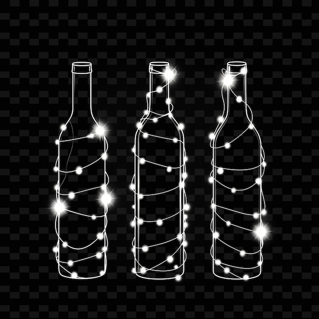 PSD garrafas de vinho com luzes que dizem a palavra luz