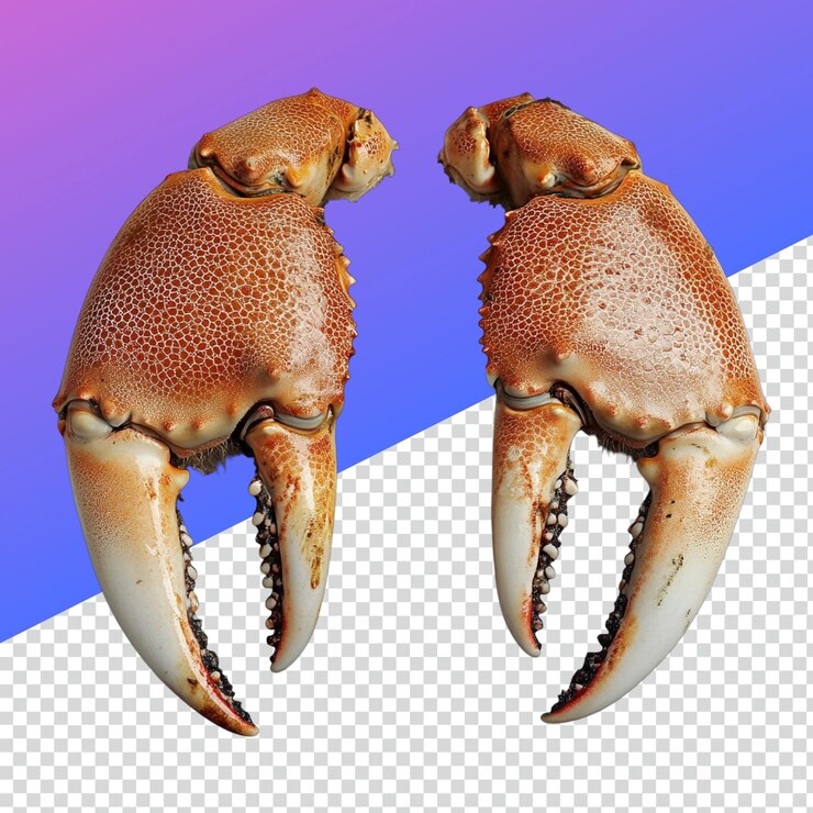 PSD garras de caranguejo realistas para pratos de frutos do mar e decorações culinárias
