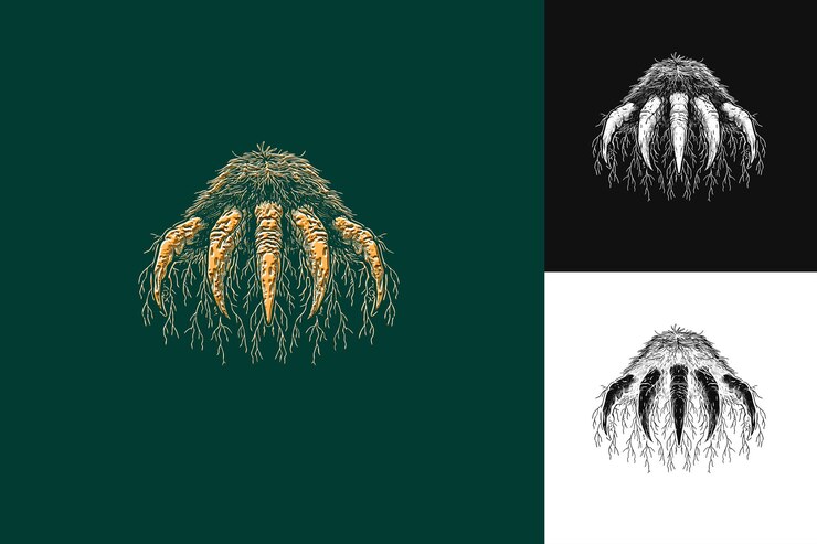PSD las garras de perezoso de tres dedos con tentáculos de musgo español y diseño vectorial de ilustración creativa simpli