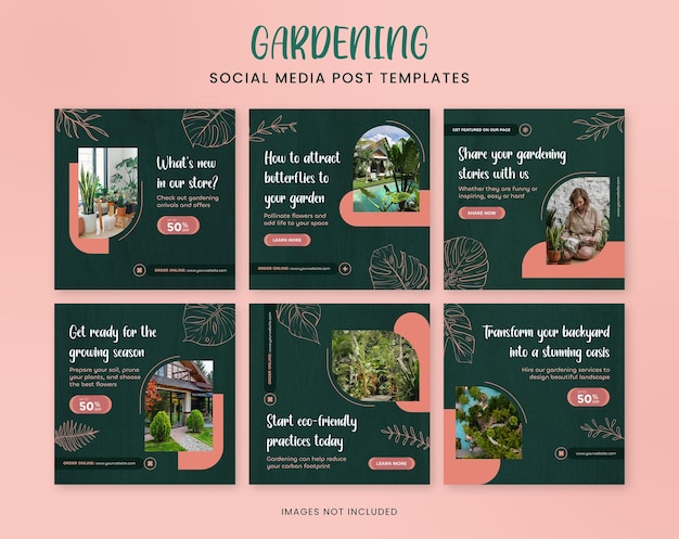 Gartenpflege und Landschaftsgestaltung Social-Media-Banner-Vorlagen für Facebook und Instagram