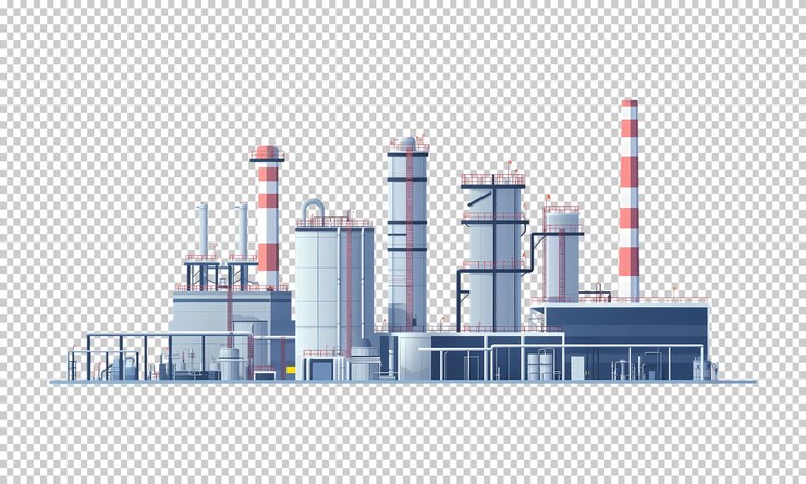 PSD gas powers plant vector illustration isolated on transparent background