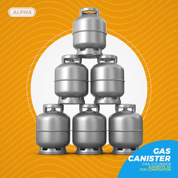 Gasflasche im 3D-Rendering isoliert