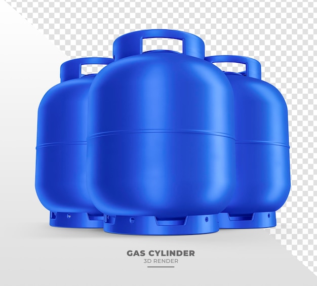 Gasflasche isoliert auf transparentem Hintergrund in realistischer 3D-Darstellung
