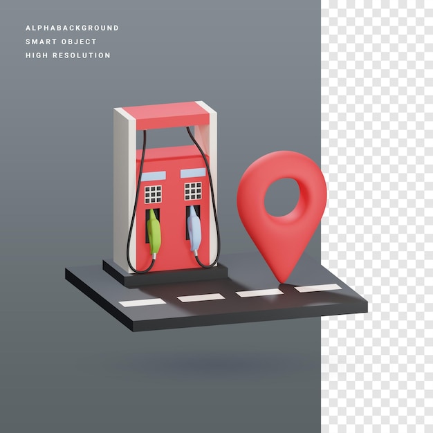 PSD gasolinera ubicación 3d icono ilustración