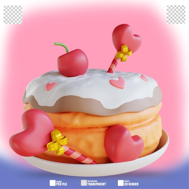 PSD gâteau d'amour illustration 3d