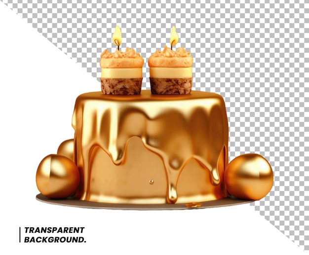 PSD gâteau d'anniversaire avec bougie isolé en 3d