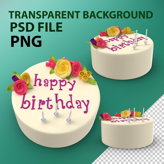 PSD gâteau d'anniversaire avec des bougies png