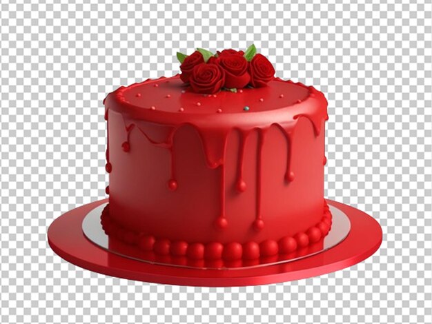 Un Gâteau D'anniversaire Rouge Est Représenté Dans Un Rendu 3d