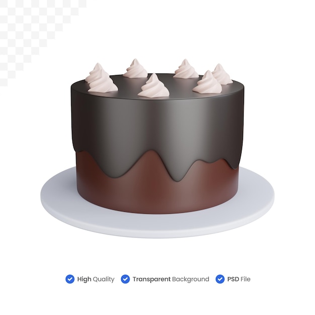 Gâteau Au Chocolat Appétissant Rendu 3d Isolé