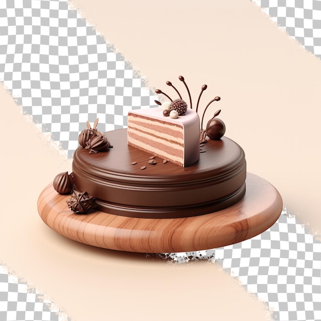 PSD gâteau au chocolat sur une assiette en bois
