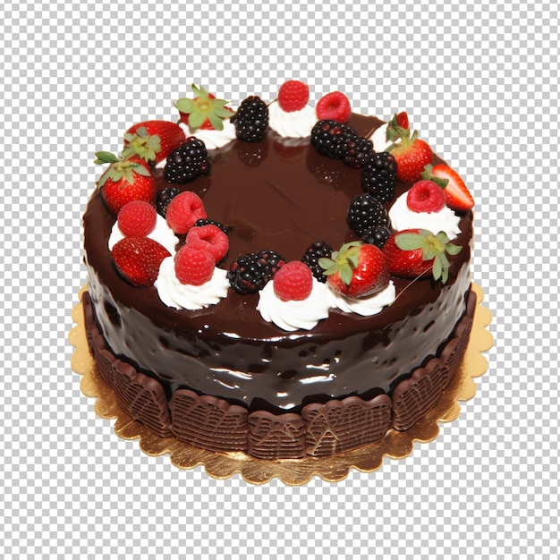 Un gâteau au chocolat avec des baies sans fond png