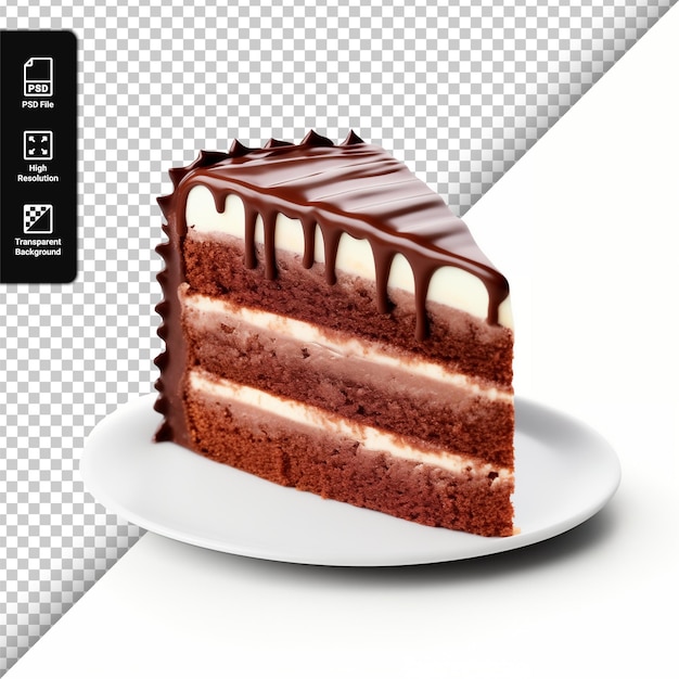 Gâteau Au Chocolat Psd Sur Une Assiette Isolée Sur Un Fond Transparent