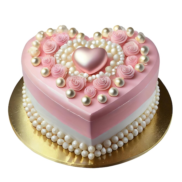 PSD un gâteau au cœur rose et romantique.