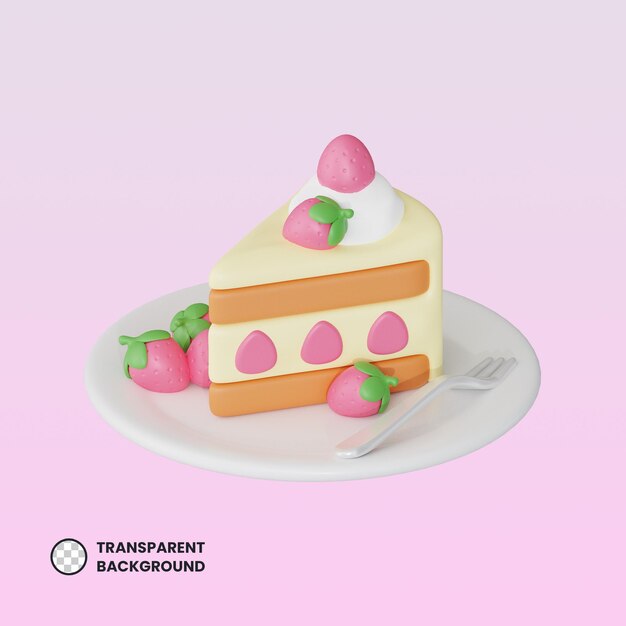 Gâteau au fromage aux fraises icône de bonbons 3d