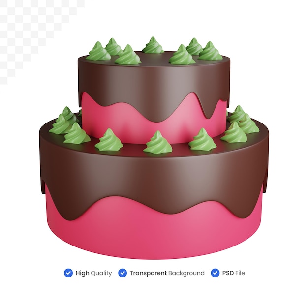 Gâteau Aux Fraises à La Bouche De Rendu 3d Isolé