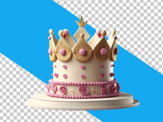 Gâteau De Couronne De Princes D'anniversaire 3d Avec Espace De Copie