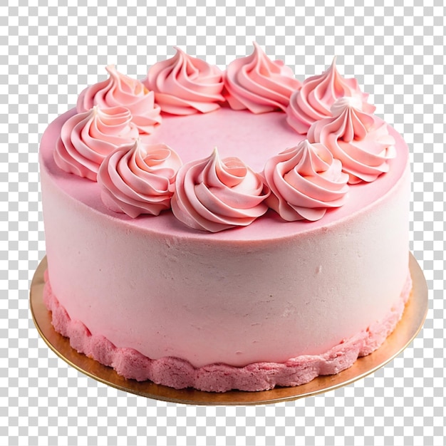 PSD gâteau avec de la crème rose sur un fond transparent