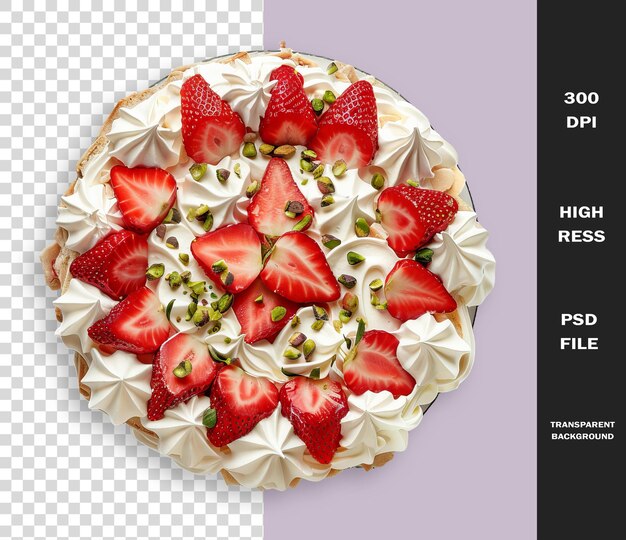 PSD un gâteau avec des fraises dessus et une image d'une fraise