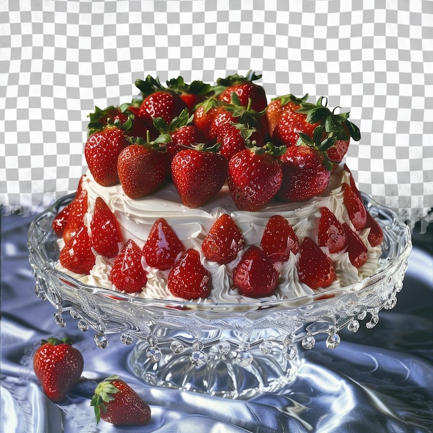 PSD un gâteau avec des fraises sur une table