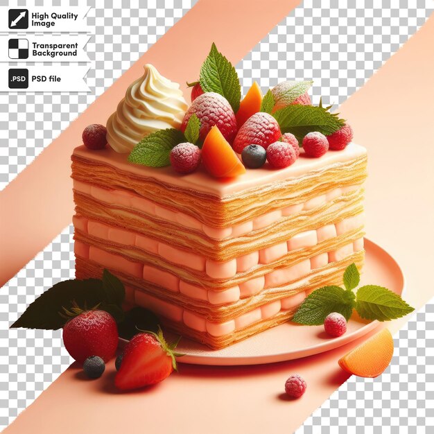 PSD gâteau psd avec des fruits et des baies sur fond transparent