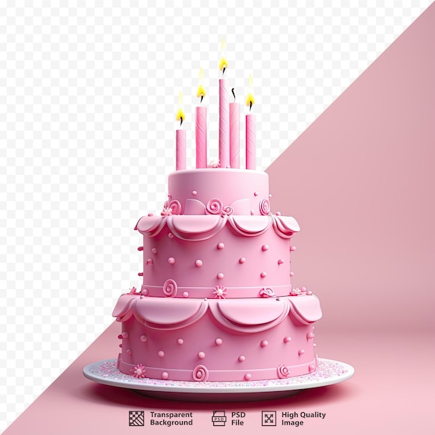 PSD un gâteau rose avec le chiffre 6 dessus