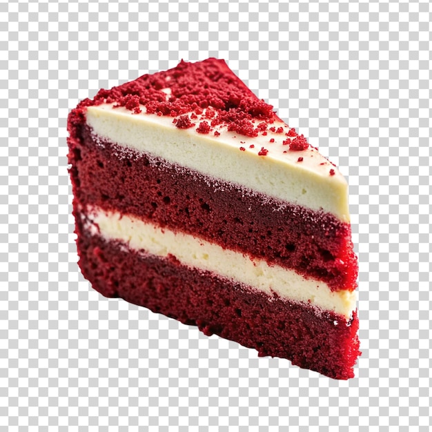 PSD gâteau de velours rouge de tranche isolée sur un fond transparent