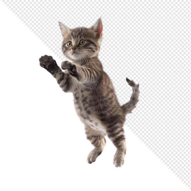 Gatinho brincalhão no ar