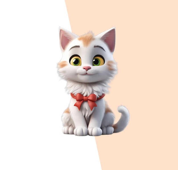 Gatinho fofo de desenho animado em 3d