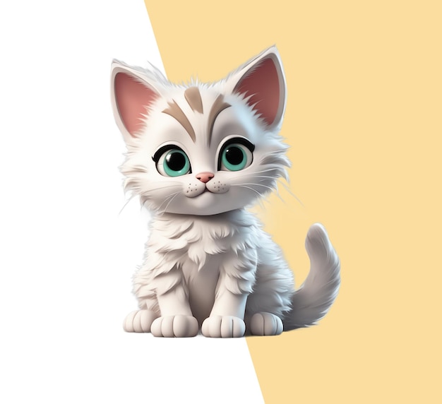 PSD gatinho fofo de desenho animado em 3d
