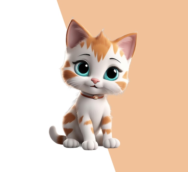 PSD gatinho fofo de desenho animado em 3d