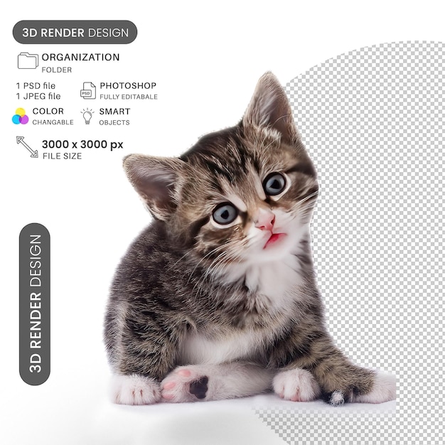 Gatinho pequeno e bonito PSD de interior