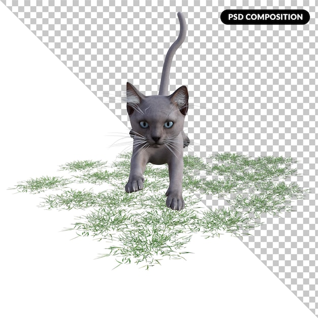 PSD gatito lindo renderizado 3d aislado.