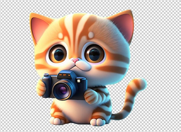 PSD gato 3d segurando a câmera