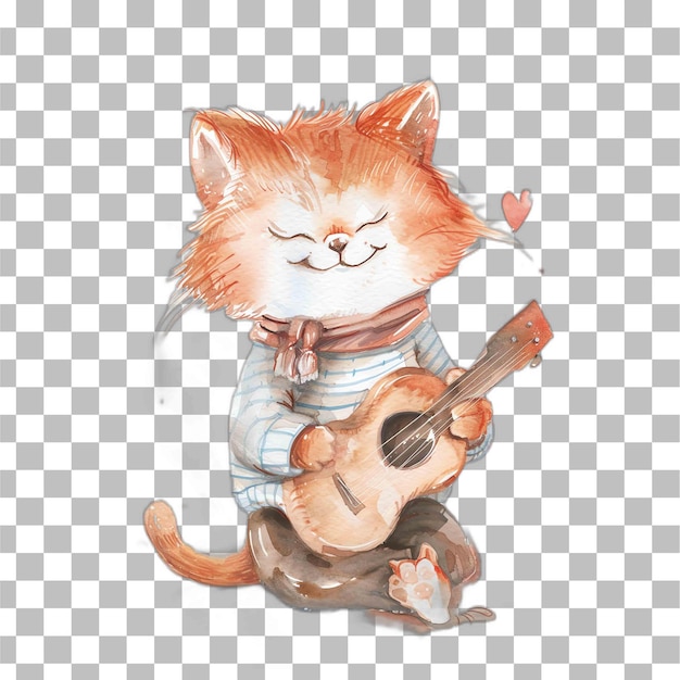 PSD gato animal lindo con guitarra para el vivero