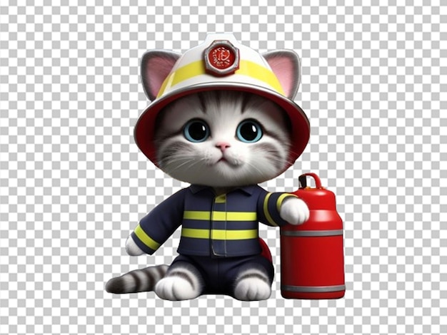 PSD gato bebé lindo en 3d con uniforme de soldado