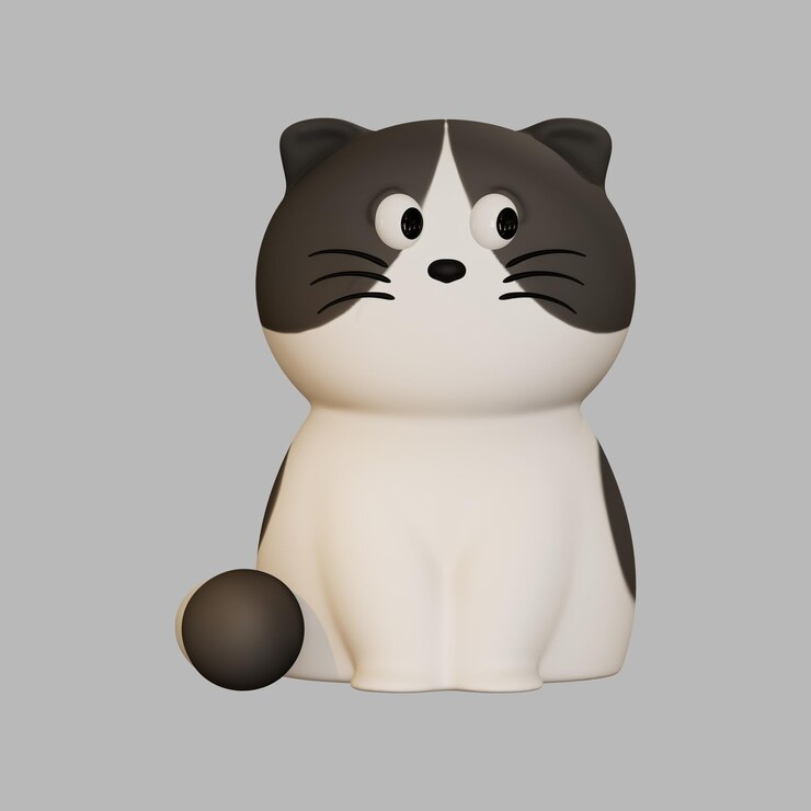 PSD gato blanco y negro modelo 3d