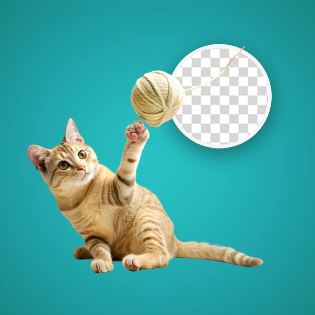 PSD un gato con una bola de hilo