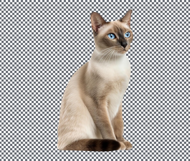 Gato bonito da raça Tonkinese isolado em um fundo transparente