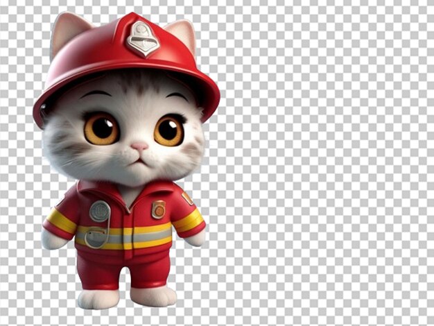 PSD gato bonito em uniforme de bombeiro