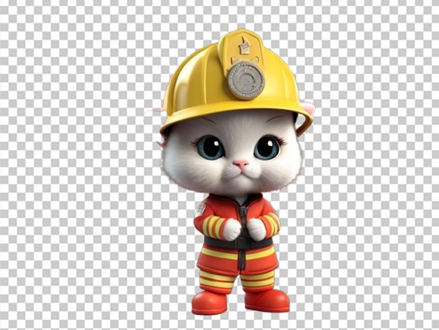 PSD gato bonito em uniforme de bombeiro