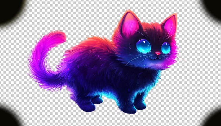 PSD un gato brillante sobre un fondo transparente