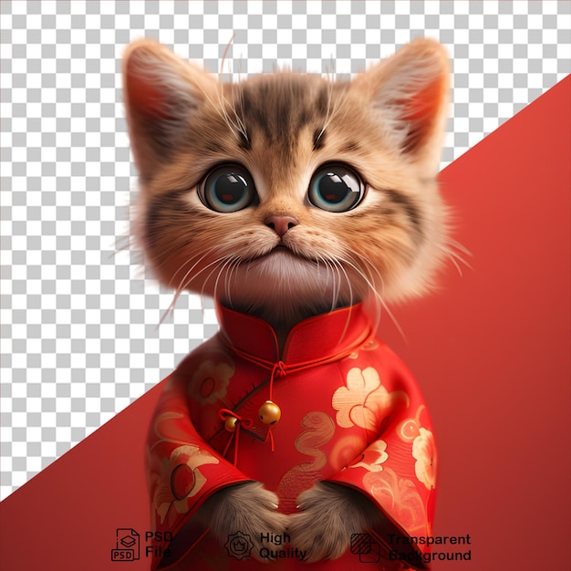 PSD gato de carácter chino aislado en fondo transparente incluye archivo png