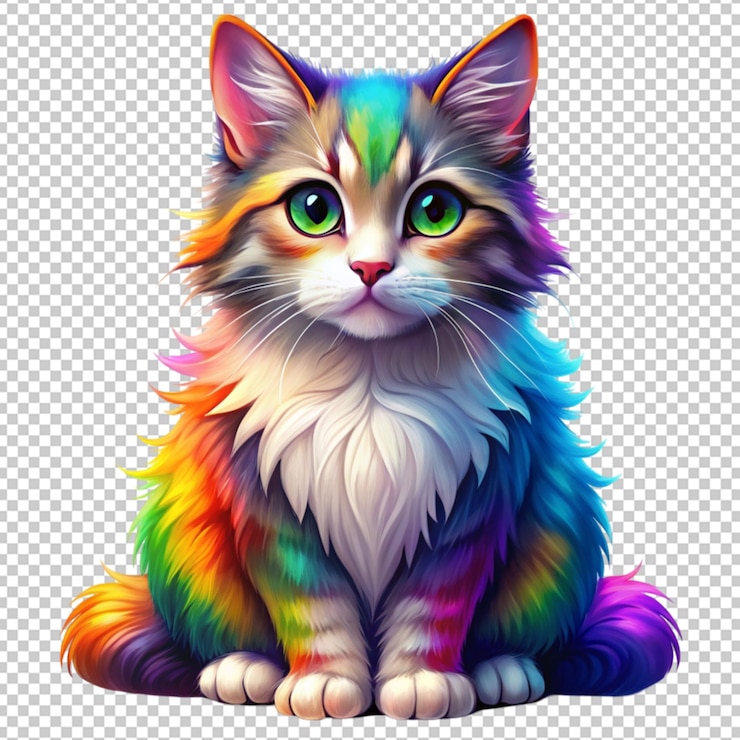 PSD el gato de cola bob en el colorido anime aislado