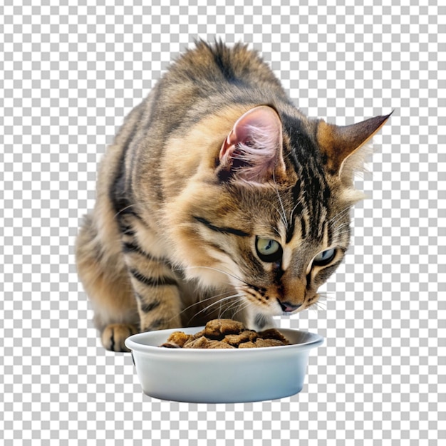 PSD gato comendo comida de uma tigela