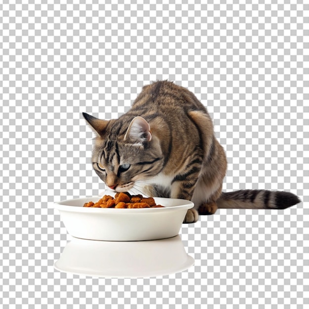 PSD gato comendo comida de uma tigela